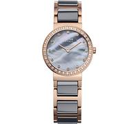 BERING 10725-769 Montre À Quartz Pour Femme, 25 mm, Boîtier En Acier Inoxydable Or Rose Et Cadran Gris, Bracelet En Acier Inoxydable À Éléments En Céramique, 5 ATM