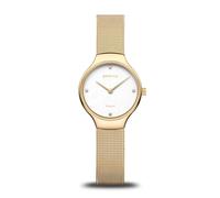 Bering 13326-334 Montre À Quartz pour Femme, 26 mm, Boîtier en Acier Inoxydable Doré Et Cadran Blanc, Bracelet Milanais, Verre Saphir, 3 ATM