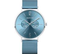 Bering 14240-809 Montre à Quartz pour Homme avec boîtier en Acier Inoxydable argenté de 40 mm et Cadran Bleu, Bracelet milanais, Verre Saphir et résistance à l'eau de 3 ATM