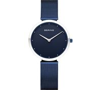 BERING 18132-397 Montre À Quartz Pour Femme, 32 mm, Boîtier En Acier Inoxydable Bleu Et Cadran Bleu, Bracelet Milanais, Verre Saphir, 3 ATM