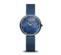 BERING 18132-399 Montre À Quartz pour Femme, 32 mm, Boîtier en Acier Inoxydable Bleu Et Cadran Bleu, Bracelet Milanais, Verre Saphir, 3 ATM