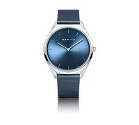 BERING 18132-Charity1 Montre À Quartz pour Femme, 32 mm, Boîtier en Acier Inoxydable Bleu Et Cadran Bleu, Bracelet Milanais, Verre Saphir, 3 ATM