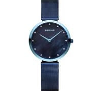 BERING 18132-Charity1 Montre À Quartz pour Femme, 32 mm, Boîtier en Acier Inoxydable Bleu Et Cadran Bleu, Bracelet Milanais, Verre Saphir, 3 ATM