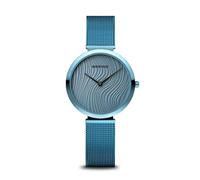 BERING 18132-Charity2 Montre À Quartz pour Femme, 32 mm, Boîtier en Acier Inoxydable Bleu Et Cadran Bleu, Bracelet Milanais, Verre Saphir, 3 ATM