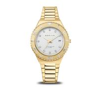 Bering 18936-734 Montre À Quartz pour Femme, 36 mm, Boîtier en Acier Inoxydable Doré Et Cadran Blanc, Bracelet en Acier Inoxydable À Éléments en Acier Inoxydable, 10 ATM