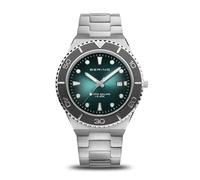 Bering 18940-708 Montre À Quartz pour Homme, 43 mm, Boîtier en Acier Inoxydable Argenté Et Cadran Vert, Bracelet en Acier Inoxydable À Éléments en Acier Inoxydable, 10 ATM