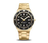 Bering 18940-732 Montre À Quartz pour Homme, 43 mm, Boîtier en Acier Inoxydable Doré Et Cadran Noir, Bracelet en Acier Inoxydable À Éléments en Acier Inoxydable, 10 ATM