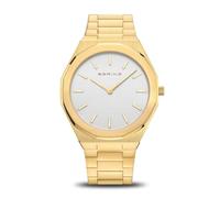 Bering 19641-730 Montre À Quartz pour Homme, 41 mm, Boîtier en Acier Inoxydable Doré Et Cadran Argenté, Bracelet en Acier Inoxydable À Éléments en Acier Inoxydable, 3 ATM