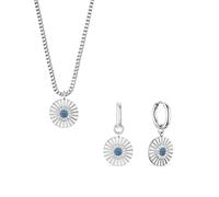 BERING Arctic Flowers Parure de bijoux avec collier et boucles d'oreilles créoles en argent, Einheitsgröße, Acier inoxydable, Zircone cubique