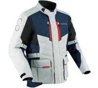 Bering Siberia Veste textile de moto imperméable, gris-rouge-bleu, taille 3XL pour homme