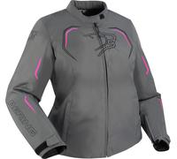 Bering Dundy Queen Size veste textile de moto pour dames imperméable à l’eau, gris/rose, Taille W-46