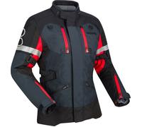 Bering Halifax 17353 imperméable dames moto textile veste, noir-gris-rouge, taille 36 pour femmes