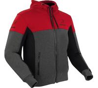 Bering Hoodiz Vented Sweat à capuche zippé moto, noir-gris-rouge, taille XL pour homme