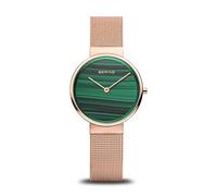 Bering Montre à Quartz analogique pour Femme avec Bracelet en Acier Inoxydable 14531-368, Vert et doré, 31, Minimaliste