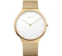 BERING Montre à Quartz analogique pour Femme avec Bracelet en Acier Inoxydable 18440-334, Doré/Blanc, 40, Classique