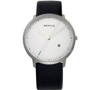 BERING 11139-404 Montre À Quartz Unisexe, 39 mm, Boîtier En Acier Inoxydable Argenté Et Cadran Blanc, Bracelet En Cuir De Veau, Verre Saphir, 3 ATM