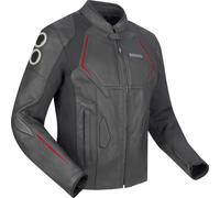 Bering Radial Veste de moto en cuir/textile, noir-rouge, taille S pour homme