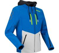 Bering Rotor Softshell Veste textile de moto imperméable, gris-bleu, taille XL pour homme
