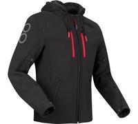 Bering Rotor Softshell Veste textile de moto imperméable, Noir/Rouge néon, Taille S