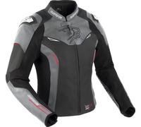 Bering Snap Veste en cuir/textile pour femme, noir-gris, taille 40 pour femmes