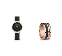 Bering Yangtze Bague interchangeable pour femme en or rose et noir avec système unique Twist & Change