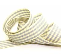 Berisfords 15 mm Ruban Rustique Imprimé à Carreaux Vichy Ruban 18 Gris - au mètre