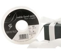 Berisfords 3501 Ruban en Satin Double-Face 20 m x 15 mm, Blanc