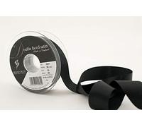 Berisfords 3501 Ruban en Satin Double-Face 20 m x 25 mm, Noir