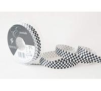 Berisfords Ruban Drapeau à Carreaux 20, Polyester, Noir/Blanc, 15 mm