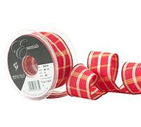 Berisfords Ruban Motif Tartan Regal, Rouge écarlate, 40 mm