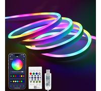BERIXDEEP 5m RGB IC Neon Ruban LED, USB 5V Flexible Bande avec App Intelligente et Télécommande, Couleurs Dynamiques, Segmentées, Ruban LED Adressable pour Rétroéclairage Chambre, Salon