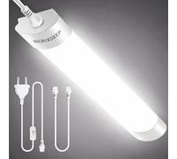 BERIXDEEP Reglable CCT Reglette Neon LED 60cm Etanche, Plafonnier LED Barre IP65 (3000K-6500K) avec 3m câble et prise pour Garage, Atelier, Cave, Etabli, 18W