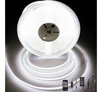 BERIXDEEP Ruban LED COB 10M, Bande Lumineuse LED Dimmable avec Telecommande et Alimentation, DC24V, CRI>90, 384LEDs/m, Largeur 8mm, Ruban LED Blanc Froid pour Décoration de Chambre, 6000K