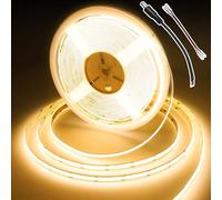 BERIXDEEP Ruban LED COB 10m Blanc Chaud 24V, 384LEDs/m, Non Alimentation | 2700K Dimmable Bande LED pour Cuisine, Salon, Chambre, Interieur, CRI 92, 9w/m, Largeur 8mm, Sans points, Découpable