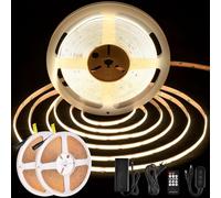 BERIXDEEP Ruban LED COB 20m, Bande Lumineuse LED avec telecommande et Alimentation, 348 LED/m, CRI 90+, Largeur 8mm, Ruban LED DC24V pour Decoration Chambre, 2 x 10m, Blanc Naturel, 4000K