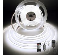 BERIXDEEP Ruban LED COB 3m, 6000K Bande Lumineuse Dimmable avec Telecommande et Alimentation, DC24V, CRI>92, Largeur 8mm, Ruban LED Blanc Froid pour Décoration de Chambre