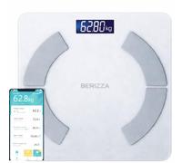 BERIZZA Balance intelligente Bluetooth avec application, balance numérique de salle de bain avec analyse corporelle, poids, graisse, IMC, masse musculaire, haute précision, compatible iOS et Android