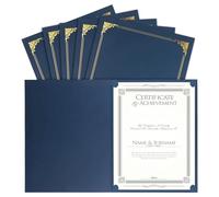 berjalan 25 Pièces Porte-Certificats, Titulaires de Diplômes Couvertures de Certificat avec Bordure en Feuille D'Or Papier Bleu pour Lettre Format 8,5 X 11 Pouces
