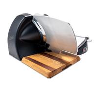 Berkel Home Line 250 Plus Noir mat avec planche en bois fait à la main - Machine à découper professionnelle pour jambon, fromage, légumes - Électrique, élégante et puissante