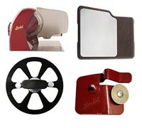 Berkel - Home Line 250 Rouge + Extracteur de Lame + Affûteur d'accessoires pour Home Line + Planche à Découper Inoxydable, Bois