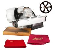 Berkel Trancheuse Home Line 200 Plus, noire, avec couvercle assorti de la marque Berkel - Trancheuse de cuisine avec ramasse-couteaux et planche en bois fabriquée à la main - Pièce unique