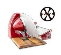 Berkel Trancheuse Home Line 200 Plus en rouge - Trancheuse de cuisine in tachant de couteau et planche en bois de tonneau faite à la main unique - Offre spéciale
