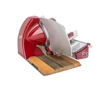 Berkel Trancheuse Home Line 250 en rouge - Trancheuse haut de gamme avec planche en bois fabriquée à la main sur mesure, HL250-R-FHB