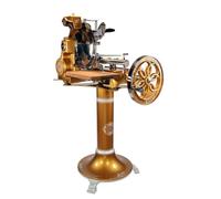 BERKEL VOLANO B114 Machine à volant d'inertie dorée avec support et planche d'insertion en bois - Peinture exclusive - Trancheuse précise pour prosciutto et salami, objet design pour cuisine, bar et