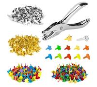 Berkelen Attache Parisienne 350 Pièces Mini Brads Multicolore Métal Attaches Broches Fendues avec Pince à Poinçonner à la Main pour Scrapbooking Craft Papier Bricolage Estampage Accessoires