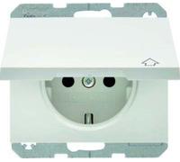 Berker 47517209 Steckdose SCHUKO mit Klappdeckel Berker K.1 polarweiß, glänzend