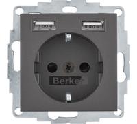 Berker 48031606 Prise Schuko Et 2X USB, Anthracite Mat, B.3