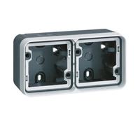 berker berker Boîtier inférieur 2x horizontal avec cadre et entrée de câble gris Quantité:1