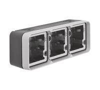 berker berker Boîtier inférieur 3 fois horizontal gris avec cadre et entrée de câble Quantité:1