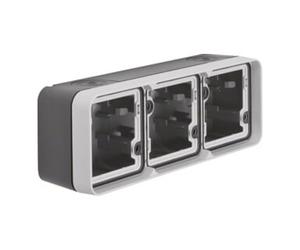 berker berker Boîtier inférieur 3 fois horizontal gris avec cadre et entrée de câble Quantité:1